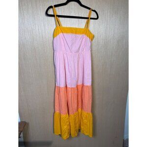 J. Crew tiered square neck sleeveless midi dress